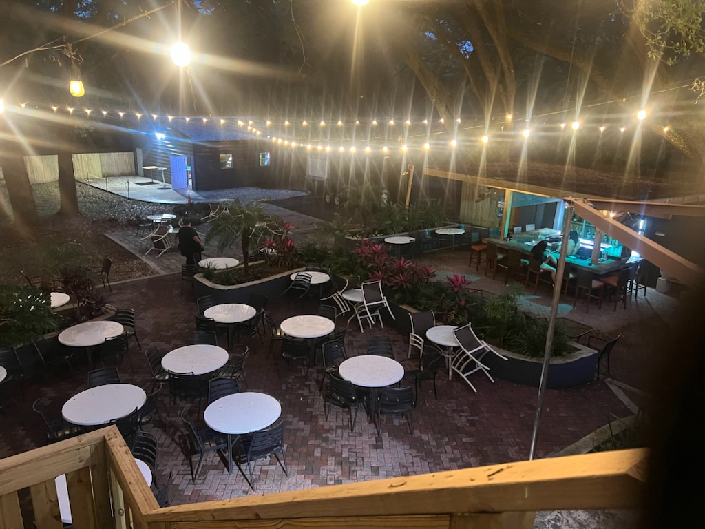 Top down view of the back patio at 4Play Entertainment Club.